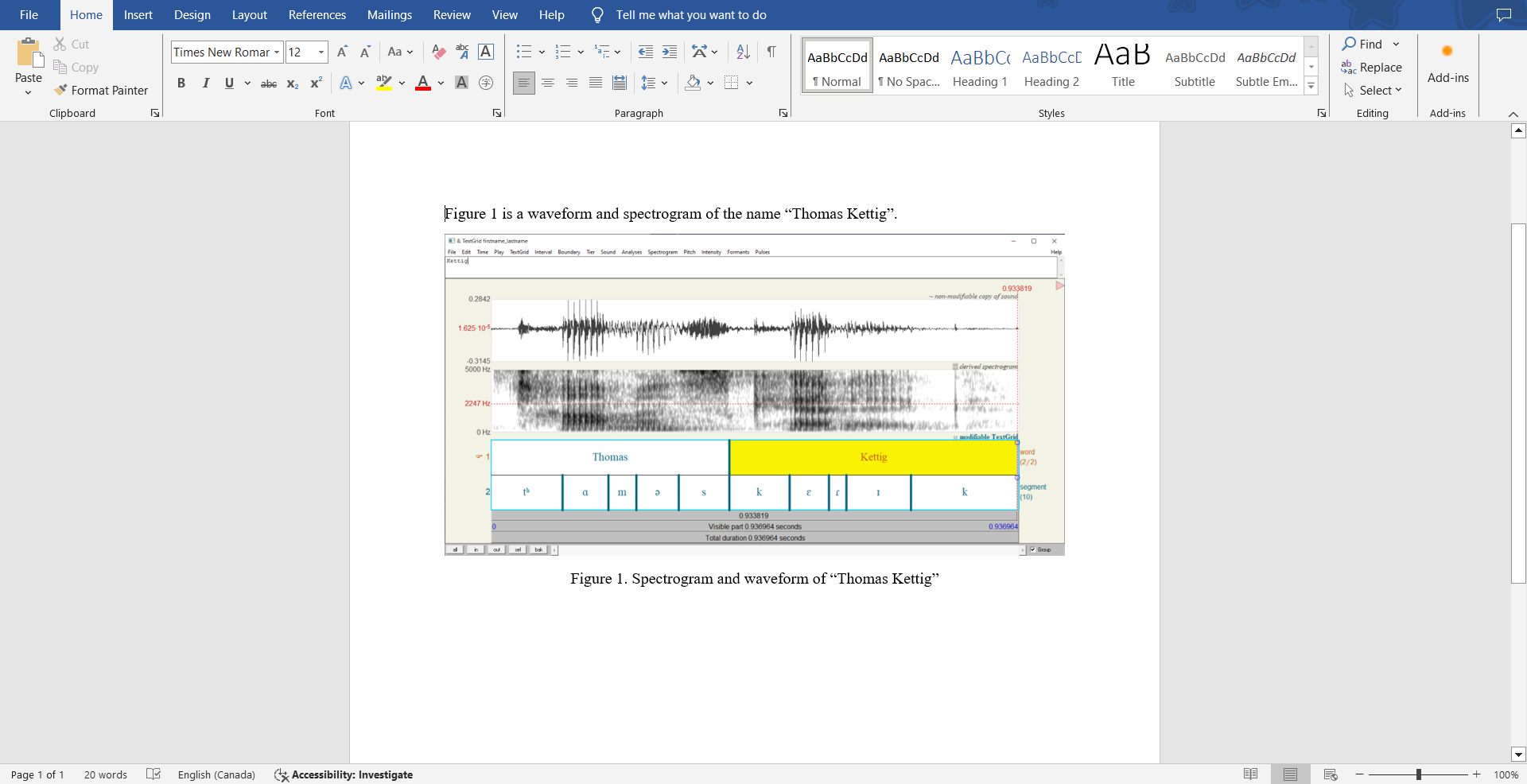 Figure 1.10: Example of Word output